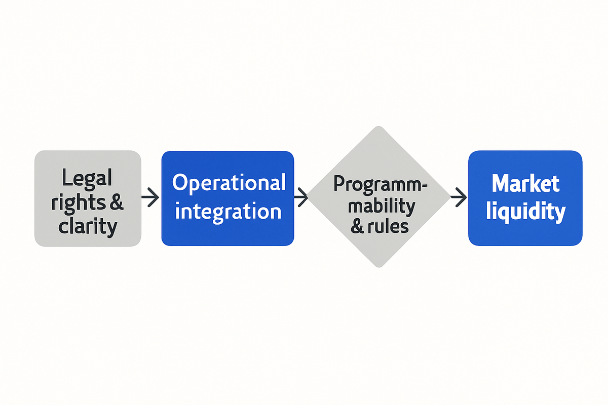 Tokenization is a spectrum: legal clarity, operational integration, programmability and market liquidity trade off in value and risk.