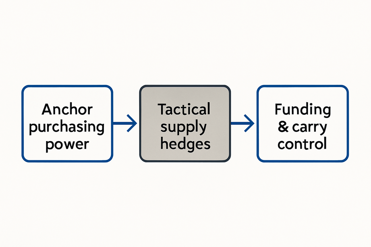 Three linked tasks for modern inflation hedging: anchor purchasing power, defend supply shocks, and fund the hedge pragmatically.